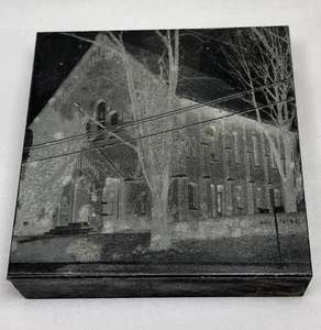 "Antiguo bloque de impresión antiguo de iglesia tipográfico intrincado 3,5x3,5x1""" - Imagen 1 de 22
