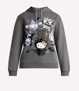 Hello Kitty Halloween Junior's Licensed Hoodie Medium M 8 10 Gray/orange/pink - Picture 1 of 5