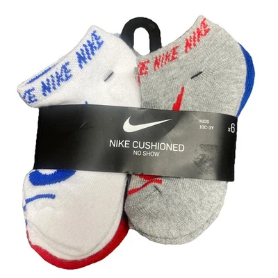 NIKE Calcetines Acolchados No Show Talla 5-7 / 10C-3Y Niños 3 Pares Azul/Blanco/Gris Nuevo  Foto 1 de 4