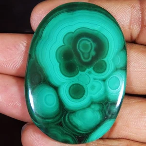 132.55 Cts Natural MALACHITE Oval Cabochon Loose Gemstone 38x54x4 mm WR218 - Picture 1 of 7