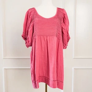 Free People Tunic Top Womens Small Elsie Mauve Dress Puff Sleeve Babydoll Boho - Picture 1 of 17