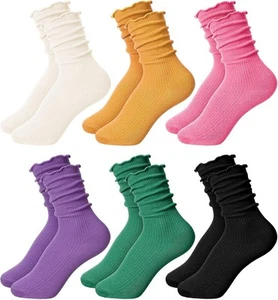 6 Pairs Ruffle Ankle Socks for Girls Breathable 7-10 Years, Bright Colors - Picture 1 of 7