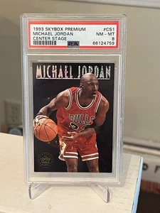 1993 Skybox Premium Center Stage CS1 Michael Jordan PSA 8 Chicago Bulls GOAT - Picture 1 of 2