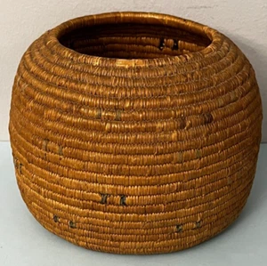 Antique Native American Yupik Alaska Coiled Beach Grass Basket 5" - Picture 1 of 12