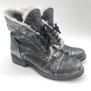 Stivaletti stivaletti Luxe de Leon donna 8,5 Carmen peltro nero argento pelle - Foto 1 di 10