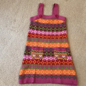 THE CHILDRENS PLACE SWEATER KNIT DRESS, 6, POCKETS, BUSY PRINT, ADJUSTABLE STRAP - Picture 1 of 4