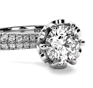 Fancy Flower Halo 3.67 Ct G VS2 Round Cut Lab Grown Diamond Engagement Ring 14k - Picture 1 of 6