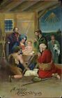 Christmas ~ Holy Family Nativity ~ Shepherds Sheep Wisemen ~ C1910 Postcard