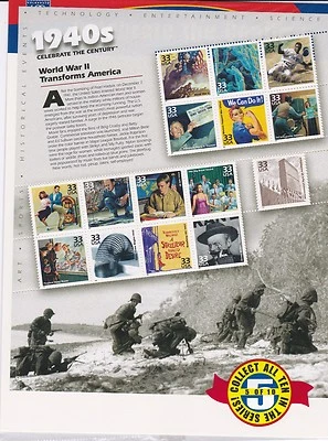 USA 1998 MNH CELEBRATE THE CENTURY - 1940'S SHEET  - Image 1 of 2