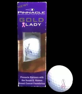 Pinnacle Gold Lady 2 Golf 3 Balls Komen Breast Cancer Pink Ribbon 1 Sleeve - Picture 1 of 3