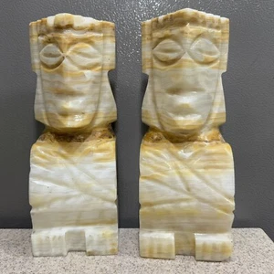 Vintage 1984 Onyx Marmor Azteken Maya Buchstützen 10" EUC! Schwergewicht 13 lbs! Seltene Rarität - Bild 1 von 7