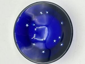 Cobalt Blown Glass Trinket Dish With White Stars