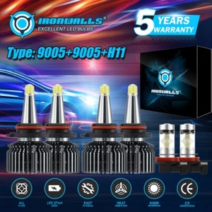 6X 9005 H11 H8 LED Headlight+Fog Bulbs Combo Kits for Toyota RAV4 2013 2014 2015 - Picture 1 of 12