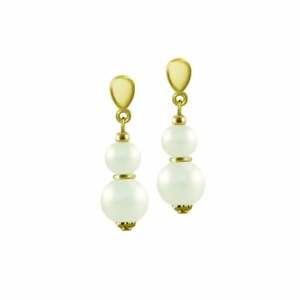 Delicate White Shell Pearl Gold Tone Drop Screw Back Clip On Earrings