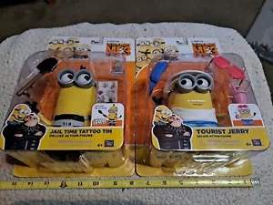2 Minions Despicable Me 3 Deluxe JAIL TIME TIM & TOURIST JERRY figure Eyes Move - Picture 1 of 10
