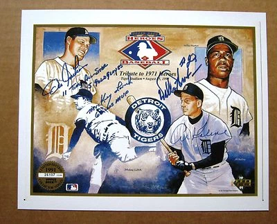 Automóviles impresos en hojas de los Tigres de Detroit 1968: Kaline, Horton, Lolich, Freehan wins Foto 1 de 2