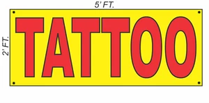 Letrero de pancarta de tatuaje gigante 2x5 amarillo y rojo brillante ¡alta visibilidad!  - Imagen 1 de 2