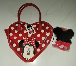 Neu mit Etikett Disney Minnie Mouse Herz rot durchsichtig Schleife Tasche Reise Kunststoff Haarkrawatten Primark - Bild 1 von 8