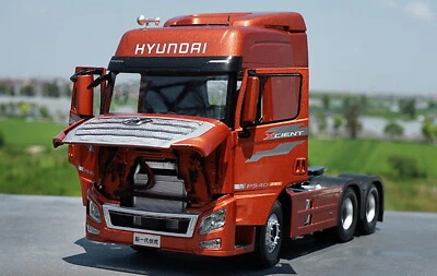 Camión tractor HYUNDAI Xcient P540 escala 1/24 naranja diecast modelo de coche juguete regalo N Foto 1 de 4