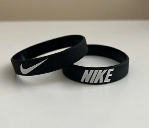 Nike Silicone Wristband Bracelet / Black with White
