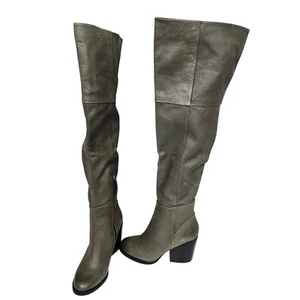 ALDO Womens 8.5 Casine Grey Leather Over The Knee Boots - Picture 1 of 11