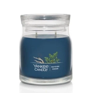 YANKEE CANDLE SIGNATURE TWIN WICK BAYSIDE CEDAR 368 g MEDIUM 35 - 50 Hr BURN NEW - Picture 1 of 12