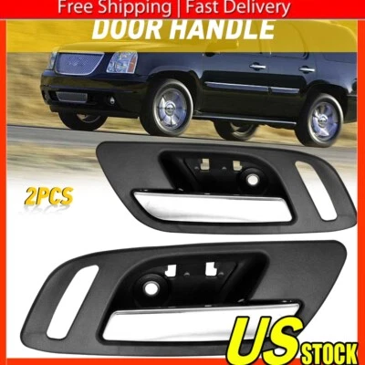 Interior Door Handle For 2007-2013 Chevrolet Avalanche Front Black W/ Chrome Foto 1 de 4