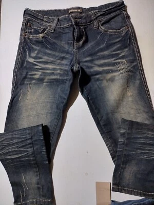 preowned ladies underground soul size 7 whiskered distressed stretch jeans - Image 1 of 4