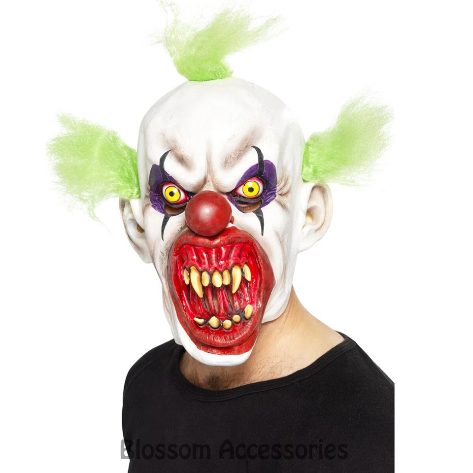 Scary Evil Sinister Clown Full Latex Mask Halloween Horror Fancy Dress Costume