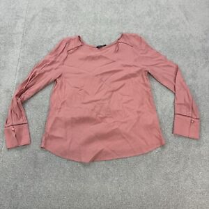 M&S Ladies Blouse Pink 8 Long Sleeve Top Plain Casual Lightweight Rose Antique