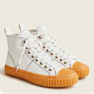 Zapatilla deportiva de lona J.Crew de caña alta en goma marfil talla 7        - Imagen 1 de 13