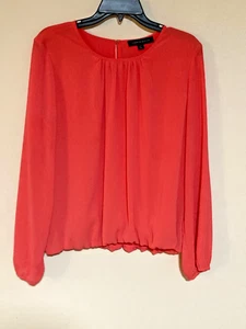 Tommy Hilfiger (L)- Coral Peasant Style Long Sleeve Dress Blouse - Picture 1 of 5