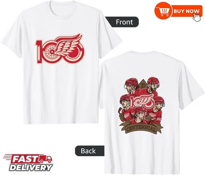 Detroit Red Wings 100th Anniversary 1926-2026 NHL TShirt - Multicolors, S-5XL - Image 1 of 4