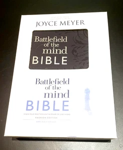 BATTLEFIELD OF THE MIND BIBLE Slate LeatherLuxe w/ Commentary By Joyce Meyer NEW - Imagen 1 de 2
