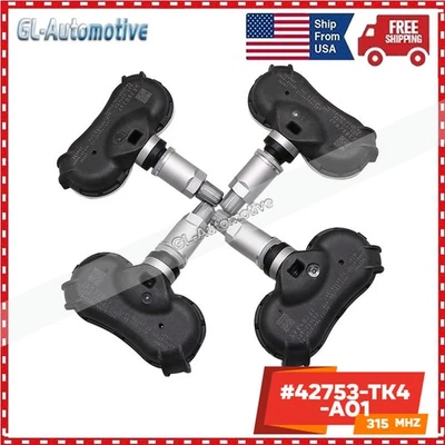 (4) Sensores de monitoreo de presión de neumáticos 42753-TK4-A01 para Acura RLX TL ZDX 3,5 3,7 L Foto 1 de 4