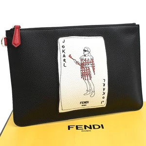 FENDI  FENDI×Nico Vascellari Karl Lagerfeld Clutch Bag 7N0078 Leather T00V - Picture 1 of 9