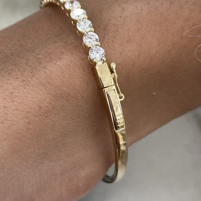 Diamond Bangle Tennis Bracelet VS 3.3 Ct Round Half Eternity Labcreated 14K Gold - Image 1 of 4