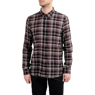 John Varvatos XL USA Preppy Multicolored Cotton Plaid Long Sleeve Men's Shirt - Image 1 of 4