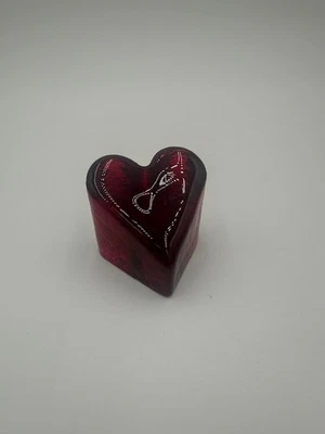 Fire And Light 2"x2"x2" True Red Blown Glass Heart 2002 Paperweight EUC - Image 1 of 4