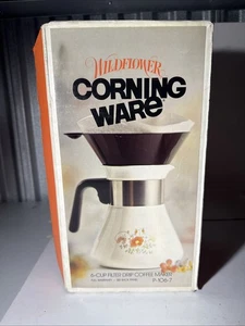 Vintage 70’er Jahre? Neu Wildflower Corning Ware 6 Tassen Filter Tropf Kaffeemaschine P-106 - Bild 1 von 18