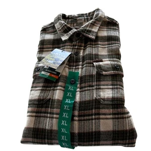 Camisa Chaqueta Orvis Para Hombre Talla XL Big Bear Franela Peso Pesado Marrón A Cuadros Nueva - Imagen 1 de 14