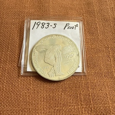 Dólar de plata conmemorativo disco olímpico prueba 1983-S $1 Foto 1 de 2