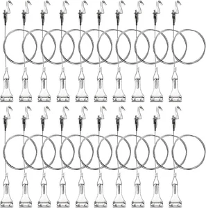 Paquete de 20 ganchos y cables para rieles de fotos Okllen, sistema colgante, 3 pies...  - Imagen 1 de 8