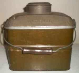 VINTAGE ALL METAL NATIONAL BRANDED MINER'S / RAILROADER'S LUNCHBOX - Picture 1 of 6