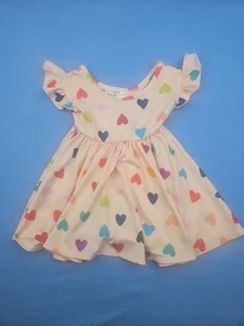 Dot Dot Smile Dress Short Sleeves Size 6/12 Month Pink With Hearts - Picture 1 of 5