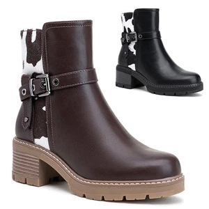 Ankle Boots Ladies Womens Zip Faux Suede Warm Lined Comfy Grip Shoes Sizes Heel - Picture 1 of 7