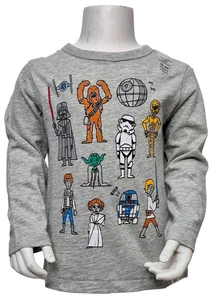GAP Baby Boys Lovely Grey Star Wars Long Sleeve Pullover Cotton T Shirt Top - Picture 1 of 2