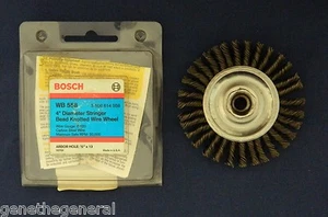 NEW BOSCH WB558 STRINGER KNOTTED 4" CARBON STEEL WIRE BRUSH WHEEL, 1/2" ARBOR - Picture 1 of 3