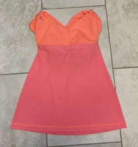 Lululemon Wide Strap Tank Top Size 6 US Orange Built in Bra Mesh Fitness Yoga - Picture 1 of 10
