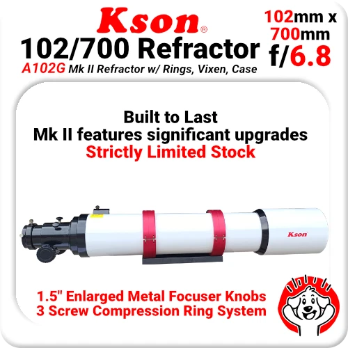 Kson A102G Mk II Refractor (700mm x 102mm) OTA with rings + BONUS CARRY BAG - Image 1 of 4